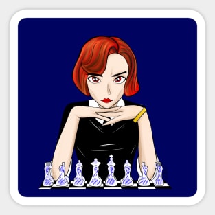 queens gambit in chess thinking, beth harmon art Sticker